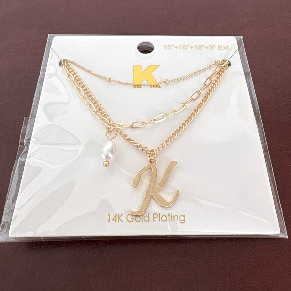 Francesca's Collections Gold Initial “K” Necklace with Pearl